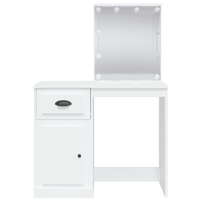 vidaXL Тоалетка с LED лампи, бяла, 90x42x132,5 см