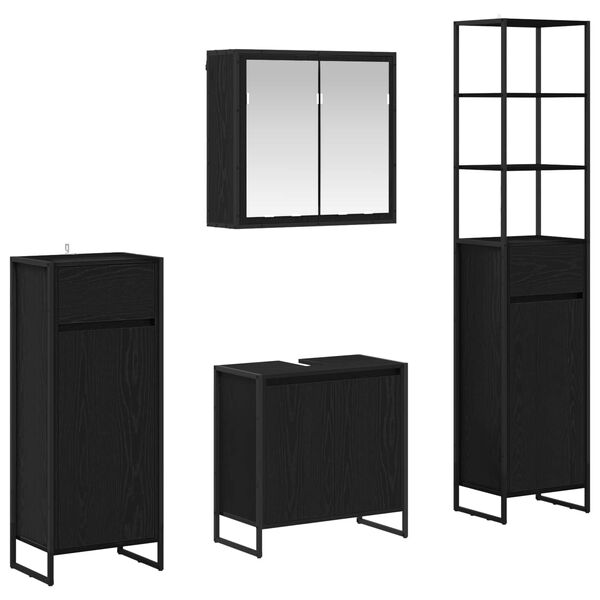 vidaXL Комплект мебели за баня с чекмедже Черния дъб Инженерно дърво