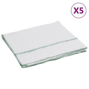 vidaXL Кърпи за почистване 5 бр бели със зелени ивици 50x60 см