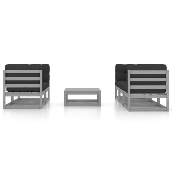 vidaXL Градински лаундж комплект 6 части с възглавници бор масив