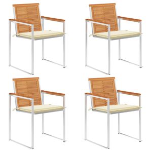 vidaXL Градински столове 4 бр с възглавници масивно акациево дърво