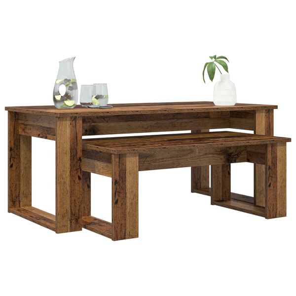 vidaXL Комплект кафе маса 2 pcs Старо дърво Инженерно дърво