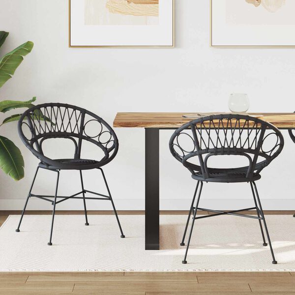 vidaXL Трапезен стол 2 pcs Черно 49 x 51 x 81 см Раци и желязо