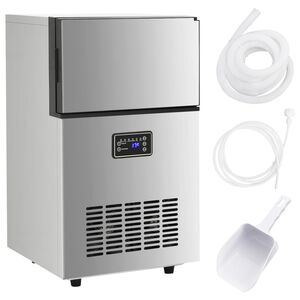 vidaXL Ледогенератор, сребрист, 45 кг/24 часа