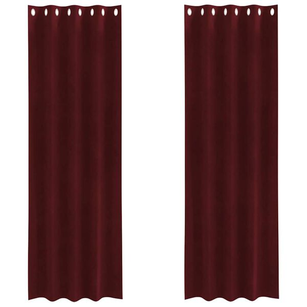 vidaXL Затъмняващи завеси 2 pcs Виненочервен 140 x 225 cm Кадифе