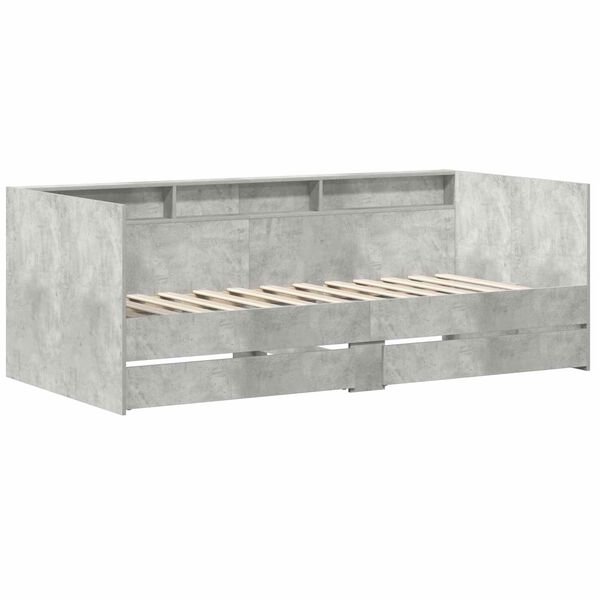 vidaXL Дневно легло с чекмедже Сив 90 x 200 cm Инженерно дърво