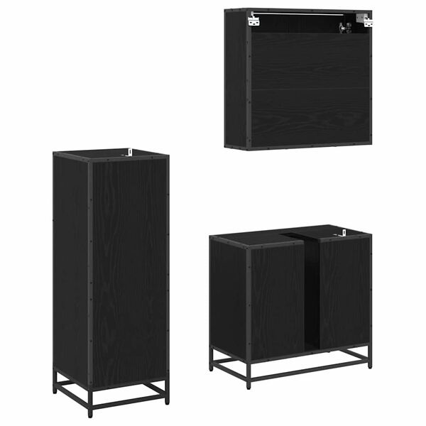 vidaXL Комплект мебели за баня с рафт 3 pcs Черния дъб Инженерно дърво