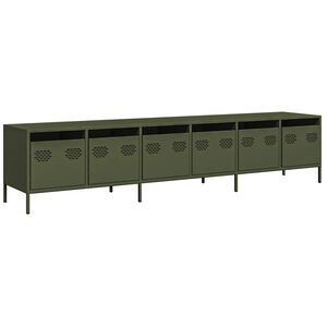 vidaXL ТВ шкаф маслиненозелен 202x39x43,5 см студеновалцувана стомана
