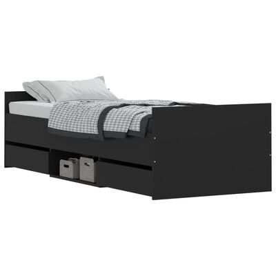 vidaXL Рамка за легло с горна и долна табла, черна, 75x190 см
