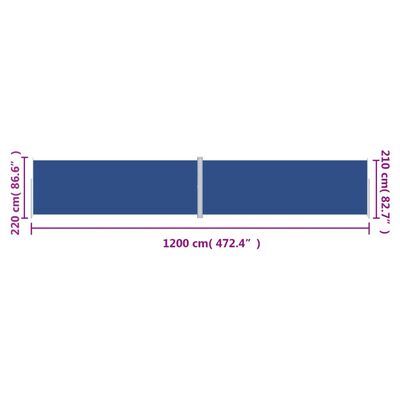 vidaXL Прибираща се странична тента, синя, 220x1200 см