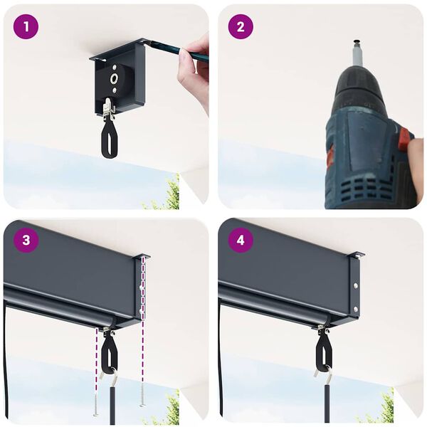 vidaXL Външна ролетна щора, 160x250 см, синьо и бяло