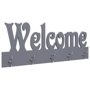 vidaXL Стенна закачалка за палта WELCOME, сива, 74x29,5 см