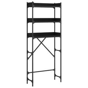 vidaXL Рафт за пералня, черен, 67x25x163 см, инженерно дърво