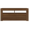 vidaXL ТВ шкаф с LED осветление, кафяв дъб, 90x35x40 см