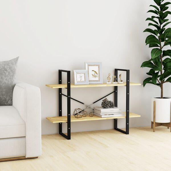 vidaXL 2-етажна библиотека, 100x30x70 см, борово дърво масив