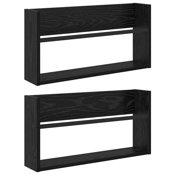vidaXL Етажерка за списания с рафт 2 pcs Черния дъб 60 x 12 x 30 см