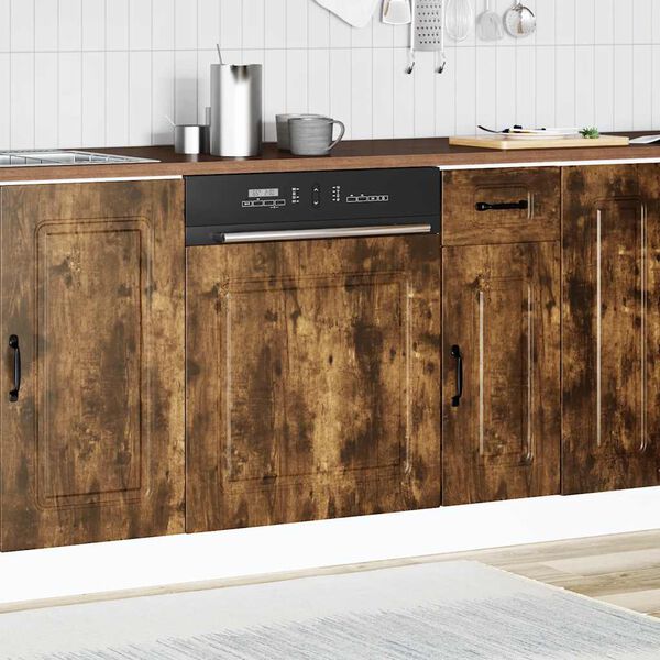 vidaXL Панел за съдомиялна машина, Kalmar, опушен дъб, инженерно дърво