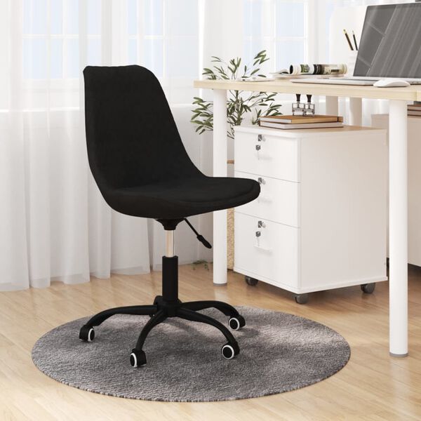 vidaXL Въртящ се трапезен стол, черен, текстил