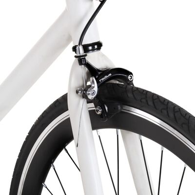vidaXL Велосипед с фиксирана предавка, бяло и черно, 700c, 59 см