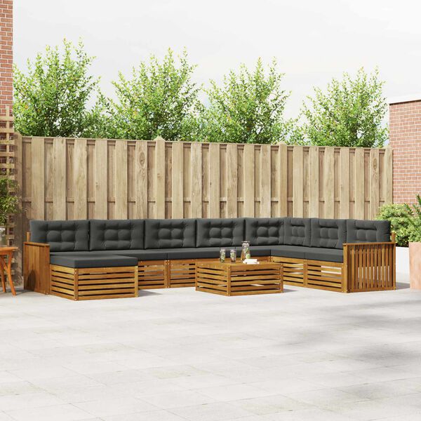 vidaXL Комплекти дивани с възглавница 9 pcs Натурален и Антрацит