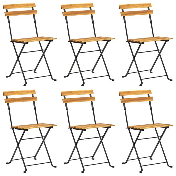 vidaXL Градински трапезен комплект, сгъваем, 7 части, акация масив