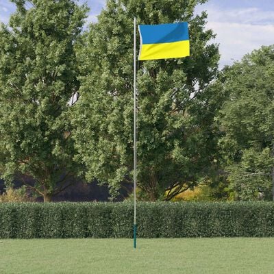 vidaXL Знаме на Украйна с месингови втулки 90x150 см
