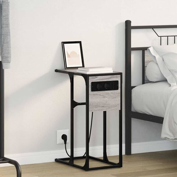 vidaXL Нощен шкаф Сив Сонома 41,5 x 26 x 60,5 см Инженерно дърво