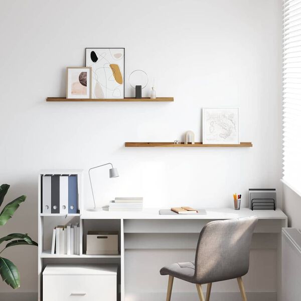 vidaXL Стенен рафт с рафт 2 pcs Кафяво 100 x 9 x 3 cm Инженерно дърво