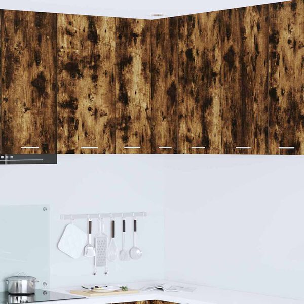 vidaXL Висящ шкаф Димящ дъб и бяло 57 x 57 x 80 см Инженерно дърво