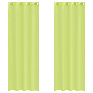 vidaXL Пердета от воал с втулки, 2 бр, ябълково зелено, 140x260 см