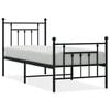 vidaXL Метална рамка за легло с горна и долна табла, черна, 75x190 см