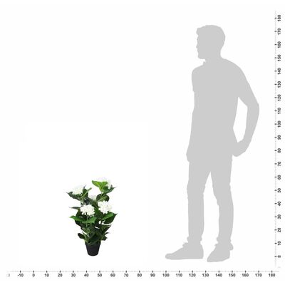 vidaXL Изкуствено растение хортензия със саксия, 60 см, бяла