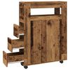 vidaXL Тесен шкаф за баня с колелца, старо дърво, инженерно дърво
