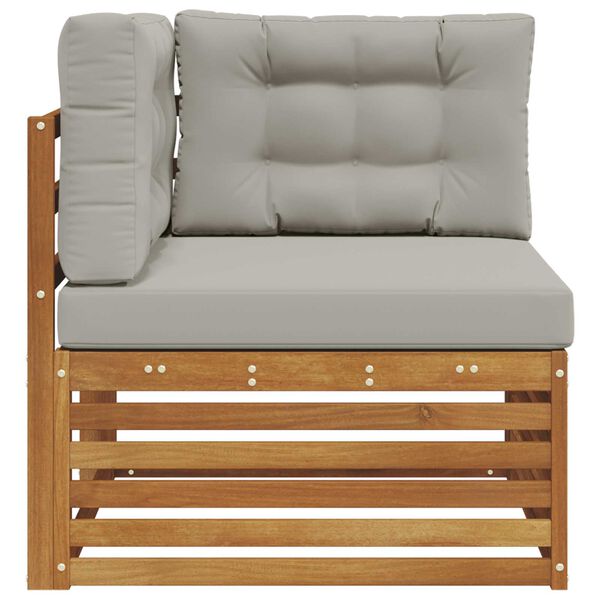 vidaXL Външен ъглов диван Солидно акациево дърво Естествен