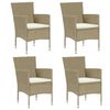 vidaXL Градински трапезен комплект възглавници 5 части полиратан бежов