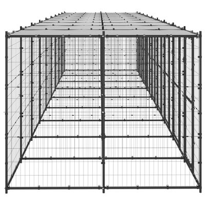 vidaXL Външна клетка за кучета с покрив, стомана, 21,78 м²