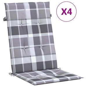 vidaXL Възглавници за столове 4 бр сиво каре 120x50x3 см плат