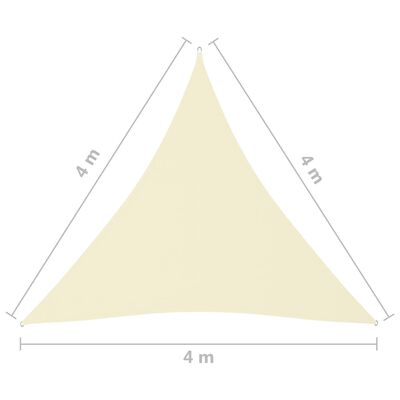vidaXL Платно-сенник, Оксфорд плат, триъгълно, 4x4x4 м, кремаво