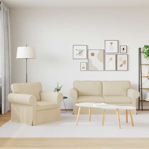 vidaXL Диван 140cm 2 pcs Крем Метал