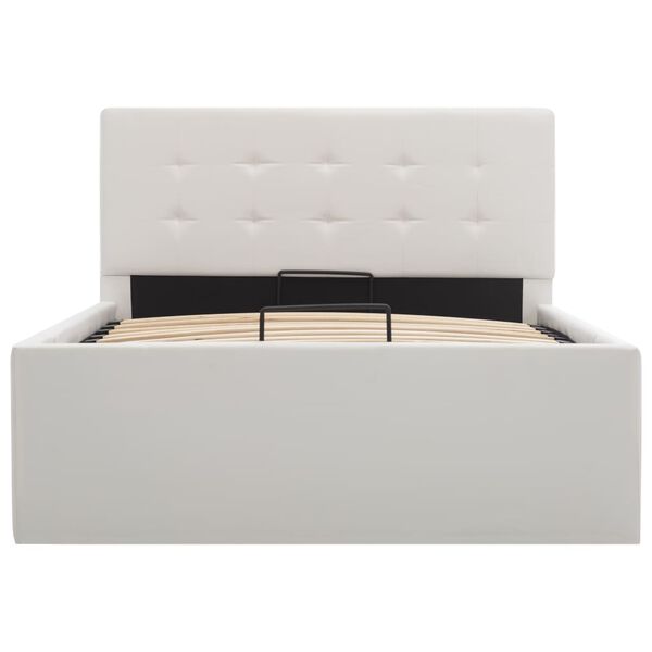 vidaXL Легло с повдигащ механизъм, бяло, изкуствена кожа, 90x200 cм