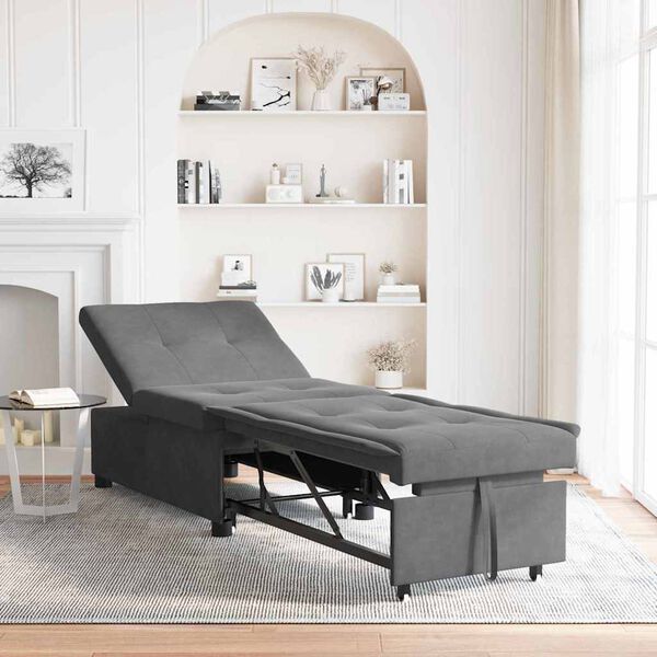 vidaXL Разтегателен диван с матрак Тъмен сив 194 x 67 x 82 см