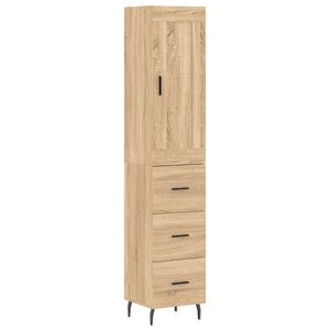 vidaXL Висок шкаф, сонома дъб, 34,5x34x180 см, инженерно дърво