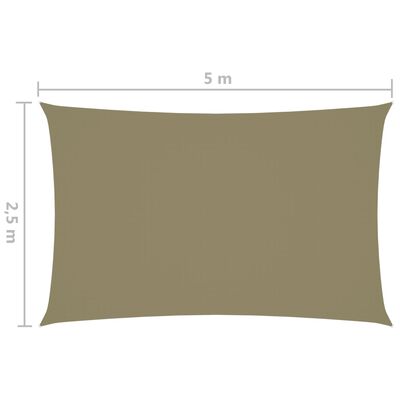 vidaXL Платно-сенник, Оксфорд текстил, правоъгълно, 2,5x5 м, бeжово