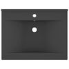 vidaXL Луксозна мивка с отвор за кран тъмносив мат 60x46 см керамика