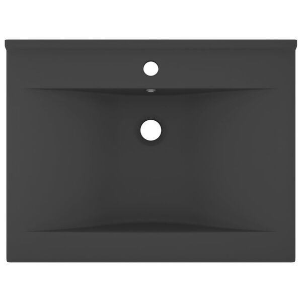 vidaXL Луксозна мивка с отвор за кран тъмносив мат 60x46 см керамика