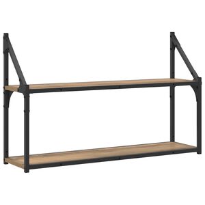 vidaXL Стенен рафт Монтиране на стена Дъб артизан 80 x 21 x 51 cm