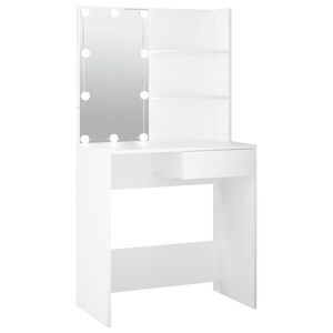 vidaXL Тоалетка с LED, бяла, 74,5x40x141 см