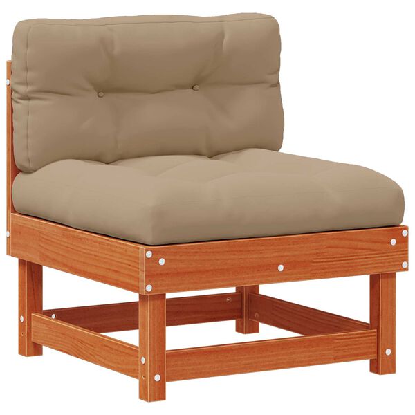 vidaXL Градинен среден диван Масивна боровина Восъчен Кафяв