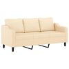 vidaXL 3-местен диван с възглавници, кремав, 180 см, текстил
