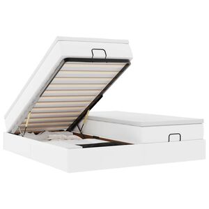 vidaXL Османска легло с матраци, бяло, 180x200 см, изкуствена кожа